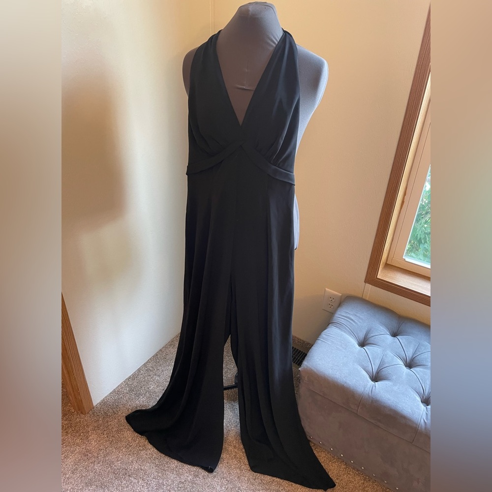 Black Wide Leg Jumpsuit with Halter Neck